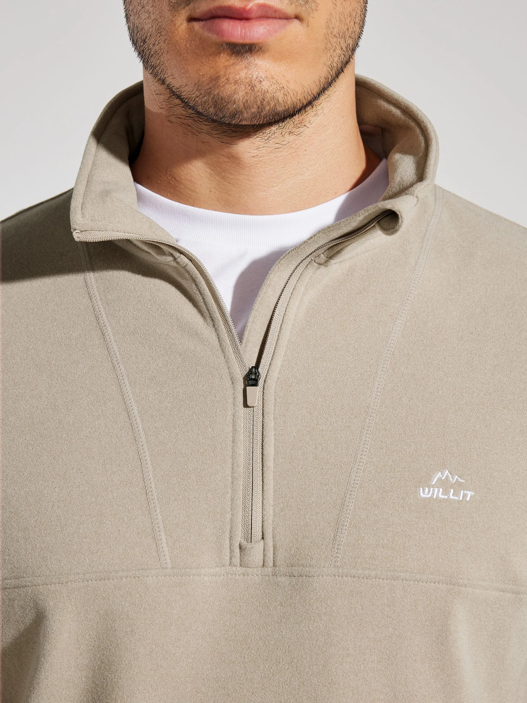Men's Fleece Pullover Quarter Zip with Pockets